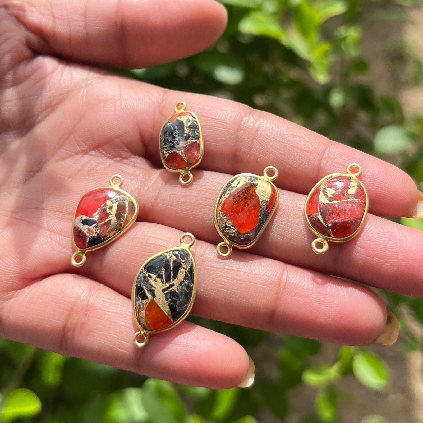 Natural Mohave Turquoise Gemstone Connectors