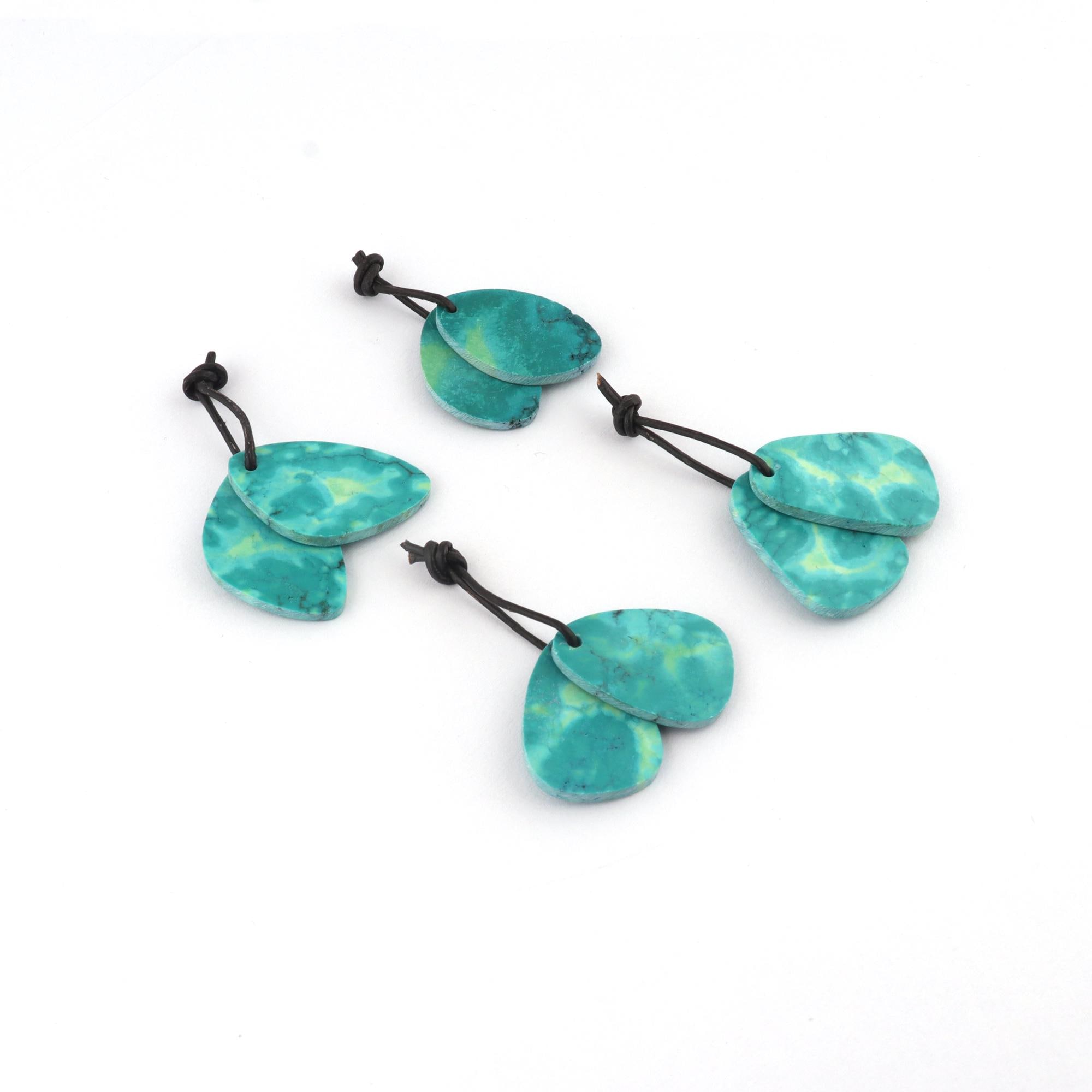 Tibetan Turquoise Earring Pairs, Flat Back Slice Cut Gemstone