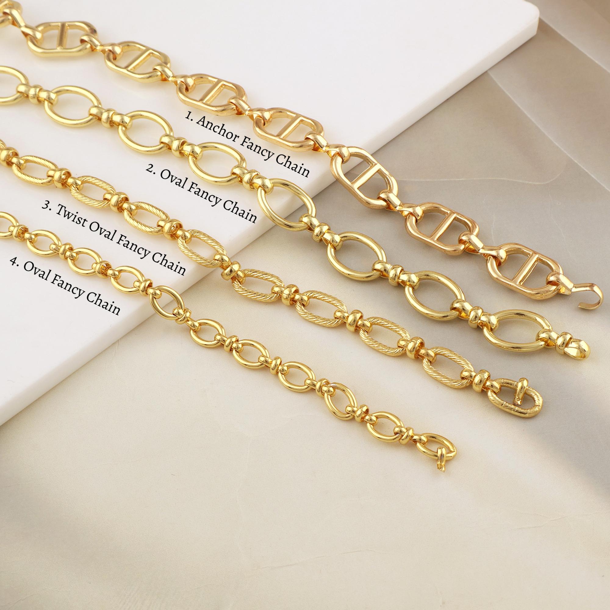 18k Gold Plated Brass Unfinished Chain, Anchor, Twist
