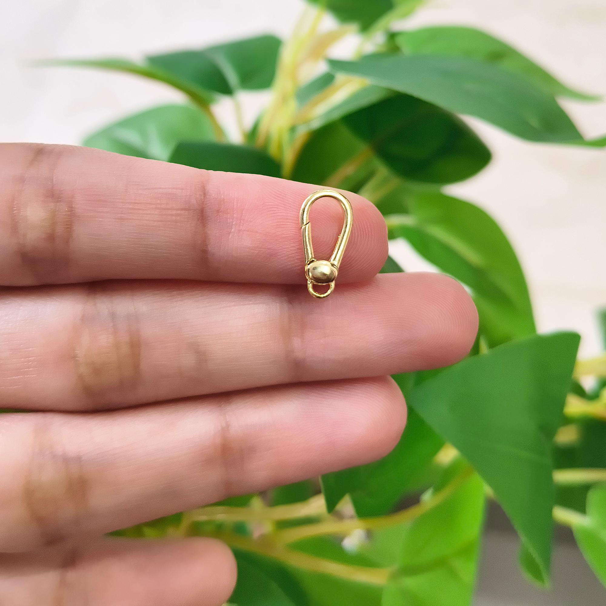 18k Gold Plated Teardrop Clasp Hooks, 14mm Jewelry Connectors for Necklaces