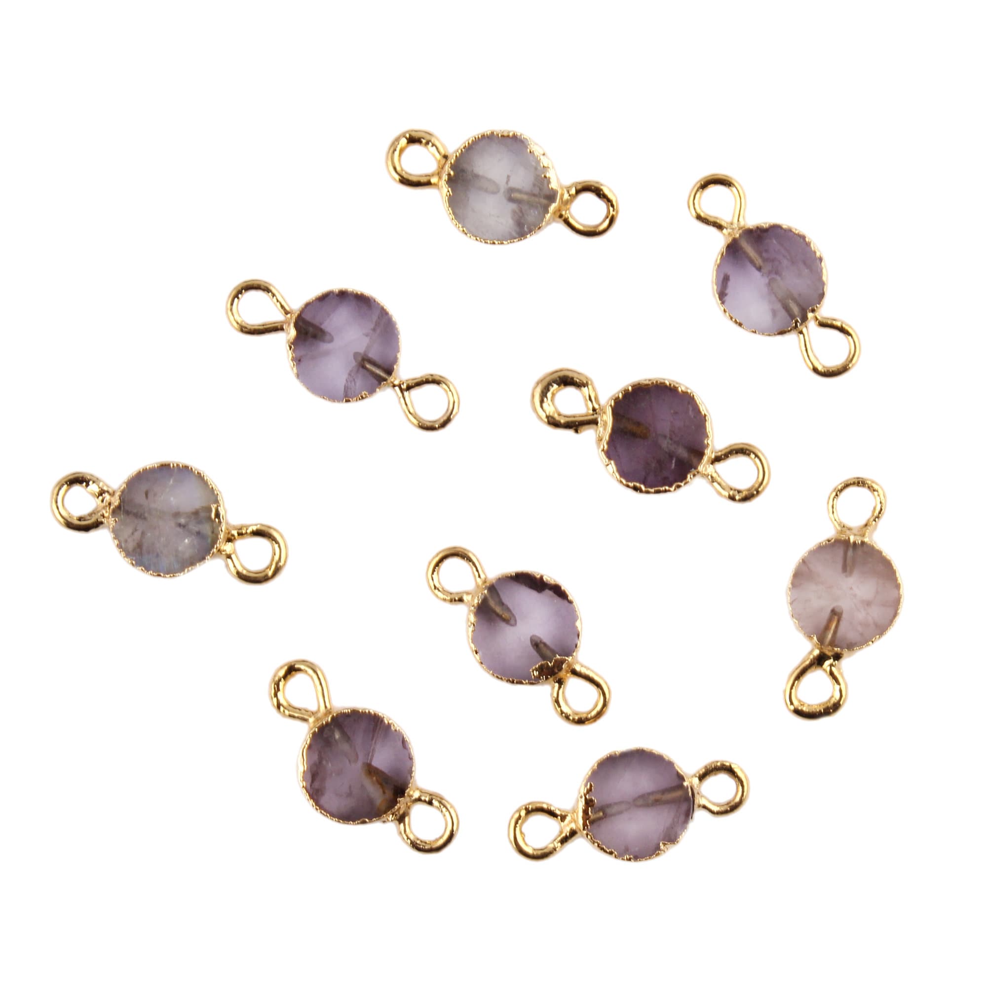 Gold Plated Gemstone Connectors, Amethyst, Aquamarine