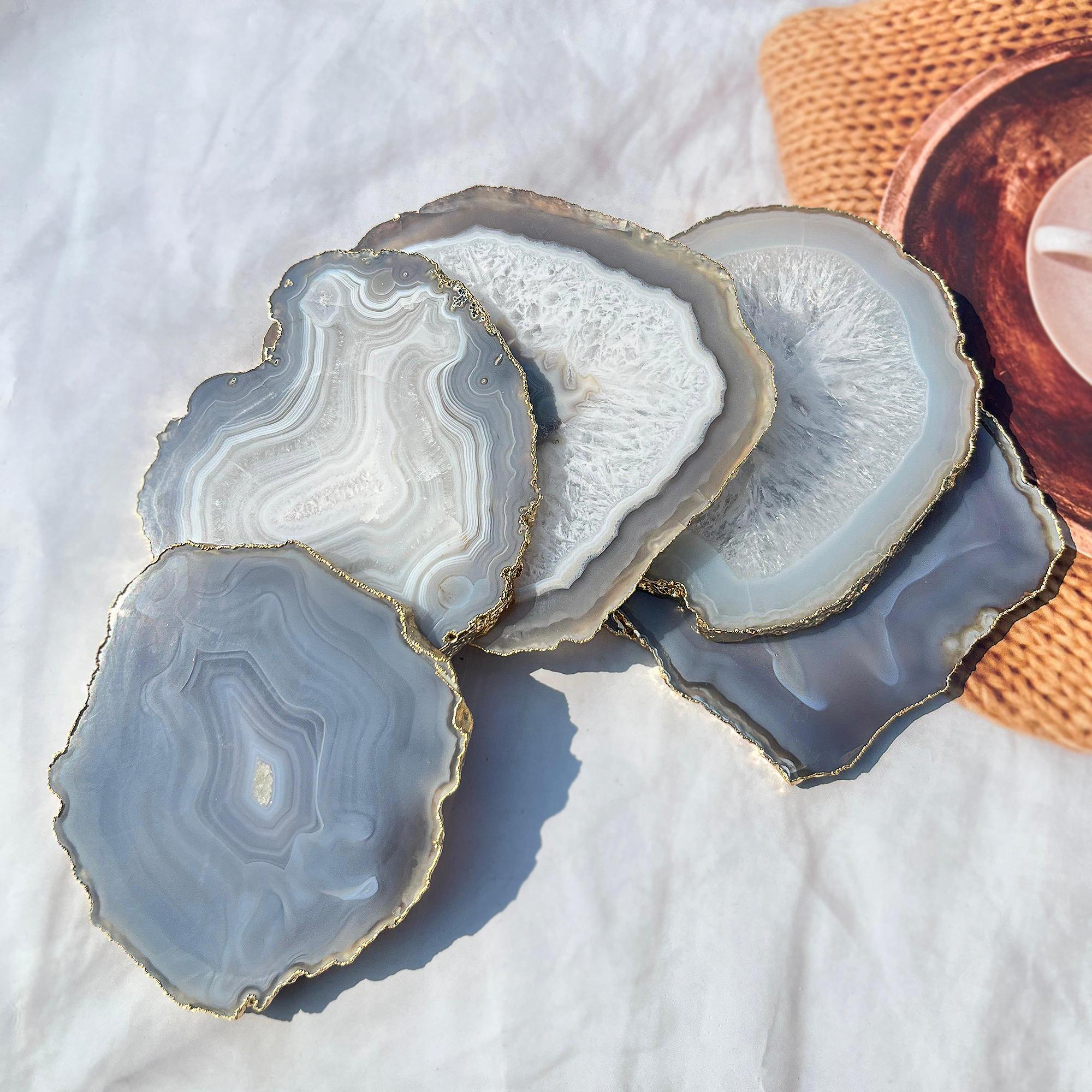 Natural White Agate Slice Coaster