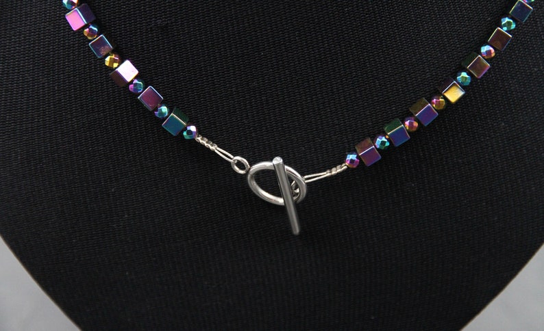 Polaris necklace colorful hematite necklace vine bow bead necklace for women Geometric beads chain colorful hematite cube chain women gift