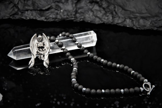 Collana Con Teschio In Acciaio Inossidabile, Ciondolo Con Angelo - Foto 10