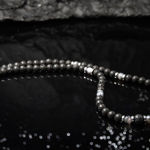 Men's pearl necklace lava stone hematite agate stainless steel silver black natural stone necklace men and women special jewelry gift