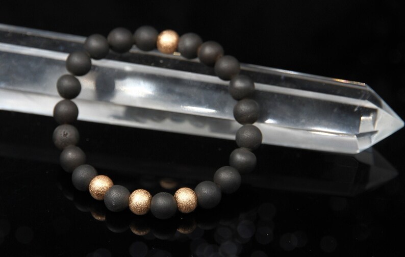 High Quality Druzy Agate Men/'s Bracelet Beaded Black Gold Geometric Bracelet Men Stylish Gifts for Easter Boyfriend