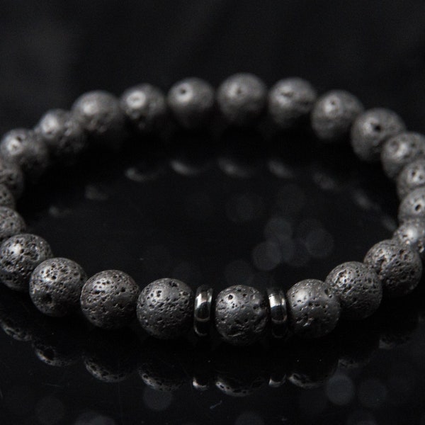 Black Lava Stone Bracelet Elastic Beaded Bracelet Men and Women Special Gift Boyfriend Volcanic Rock Jewelry