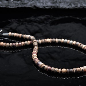 Boho wood and gemstone bead necklace men's brown tones summer beach surfer necklace