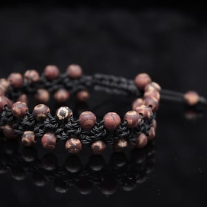 Dzi Tibet Agate Bracelet Women Brown Beads Macrame Bracelet Adjustable Double Bracelet Gemstone Hippie High Quality Boho Jewelry Crochet