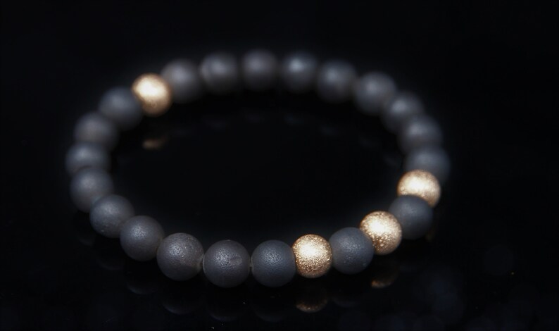 High Quality Druzy Agate Men/'s Bracelet Beaded Black Gold Geometric Bracelet Men Stylish Gifts for Easter Boyfriend