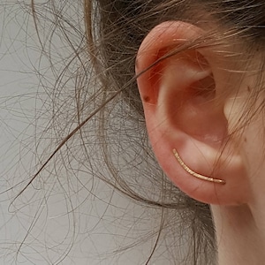 Gold Ear Climber Dainty Hammered Ear Crawler image 1