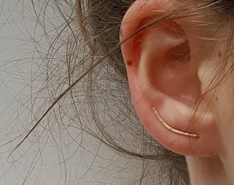 Gold Ear Climber - Dainty Hammered Ear Crawler