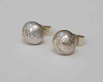 Big Silver Pebble Studs - Sterling Silver Nugget Studs - Simple Silver Earrings - Minimalist Silver Studs - Handmade In UK
