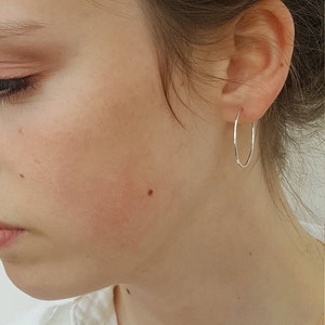 Silver Hoop Earrings - Small Hammered 1 Inch Sterling Silver Hoop Earrings - Minimalist Thin Hoops