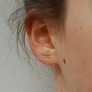 Silver Ear Climber - Dainty Smooth Sterling Silver Ear Climber - Simple Minimalist Silver Ear Crawler