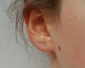 Silver Ear Climber - Dainty Smooth Sterling Silver Ear Climber - Simple Minimalist Silver Ear Crawler