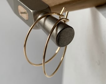 Small Gold Hoop Earrings - Smooth 1  Inch  Gold Filled Hoop Earrings - Thin Gold Hoops - Minimalist Hoops - by Linda Tucker