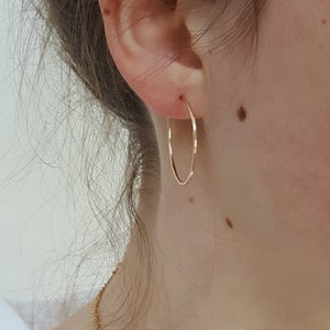 Gold Hoop Earrings Small Thin Hammered Minimalist Gold Hoops by Linda Tucker image 3