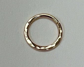 Gold or Silver Septum Nose Ring With a Hammered or Smooth Finish