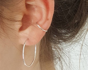 Silver Skinny Ear Cuff - Dainty No Piercing Silver Ear Cuff - Minimalist Sterling Silver Ear Cuff - By Linda Tucker