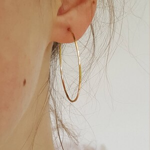 Gold Hoop Earrings Small Thin Hammered Minimalist Gold Hoops by Linda Tucker 40 mm / 1.5 Inch