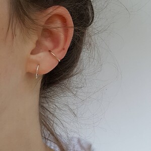 Skinny Gold Ear Cuff Dainty Adjustable No Piercing Gold Ear Cuff Minimalist Thin Gold Ear Cuff MEDIUM 1.2 mm/16g