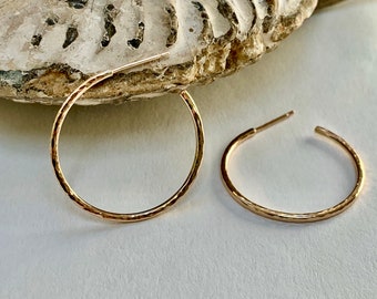 Gold or Silver Hammered Hoop Earrings, Silver Hoops