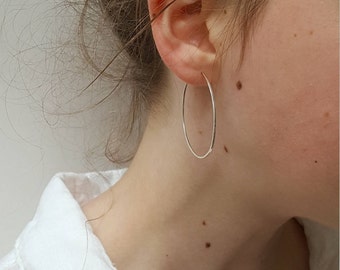 S925 Silver Freeform Hoop Earring | Irregular Hoop Silver