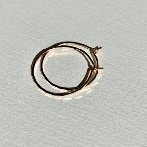 Gold Hoop Earrings Small Thin Hammered Minimalist Gold Hoops by Linda Tucker image 2