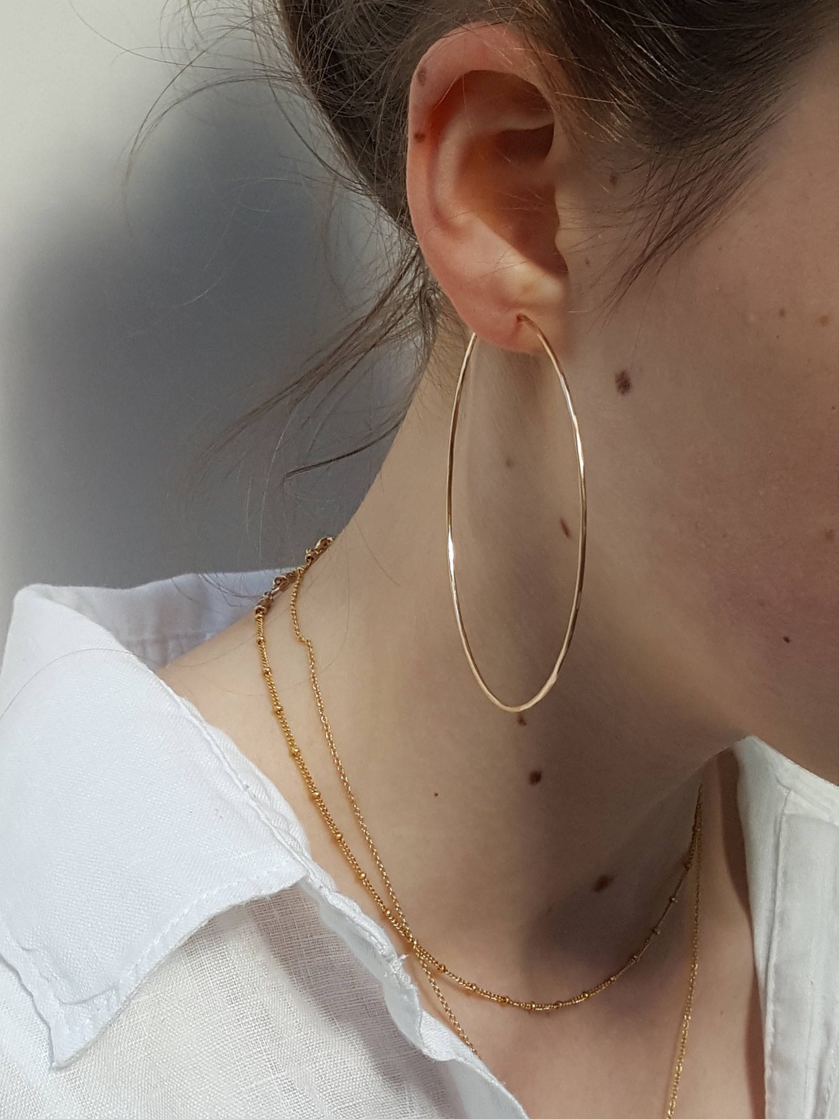 Large Gold Hoop Earrings Big Hammered 2 Inch Gold Filled Hoops