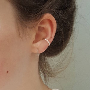 Silver Skinny Ear Cuff Dainty No Piercing Silver Ear Cuff Minimalist Sterling Silver Ear Cuff By Linda Tucker MEDIUM 1.2 mm