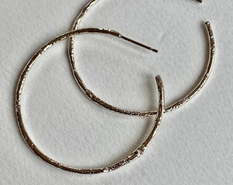 Handmade Sterling Silver Textured Hoops In 3 Sizes