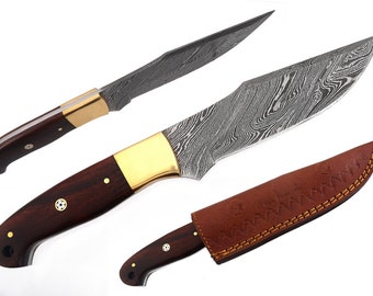 Handmade Damascus Steel Hunting Knife: Personalized Viking Gift