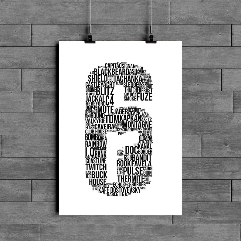 Rainbow Six Siege Logo Typography Poster Print Etsy