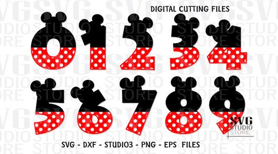 Download Items similar to SVG mickey mouse split numbers, dxf ...