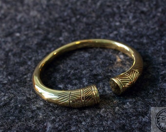 Handmade Brass Cuff Bracelet, Ancient Medieval Jewelry Replica