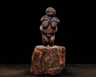 Handmade Venus of Willendorf Ceramic Sculpture, Paleolithic Fertility Symbol