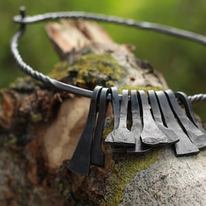 Torque Necklace, Torc, Neck Ring, Pendants, Thor Hammer, Axe, Viking Jewelry, Early Medieval Jewelry, LARP, SCA, Reenactment, Middle Age