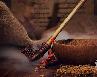 Handmade Ceramic Tobacco Pipe, Tribal Pottery