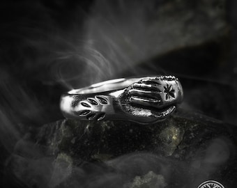 Anillo de bodas romano, manos entrelazadas, anillo de manos de