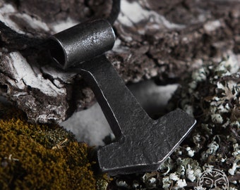Forged Thor's Hammer Pendant, Mjolnir Viking Jewelry