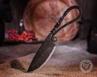 Hand Forged Viking Knife, Medieval Carbon Steel Blade