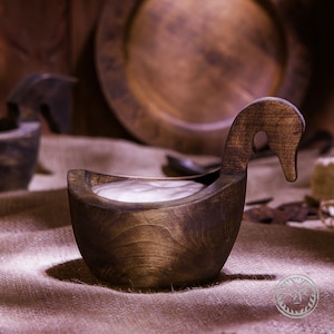 Hand Carved Bowl, Wooden Bowl, Wood Bowl, Wooden Cup, Wooden Vessel, Dish, Norse, Viking Kitchen, LARP, SCA, Reenactment, Duck Head Rummer