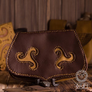 Bolso de cinturón, Monedero medieval, Cartera medieval, Bolsa de cuero, Rústico, Monedero de mano, Monedero, Monedero, Accesorios, LARP, Recreación histórica, SCA