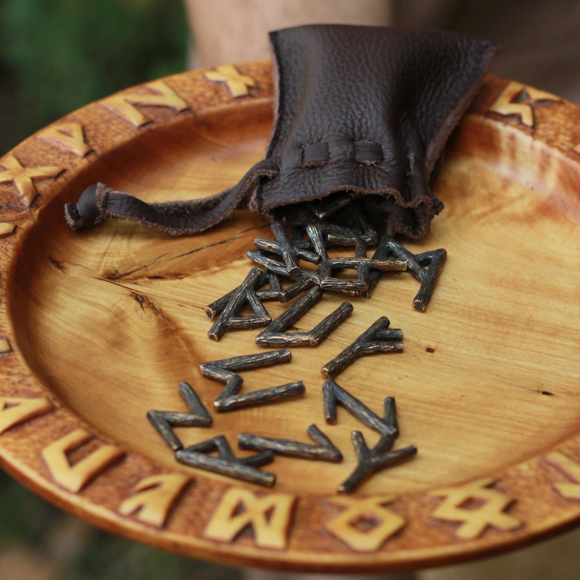 Bronze Futhark Rune Set With Leather Pouch, Divination, Runic Magic - Etsy