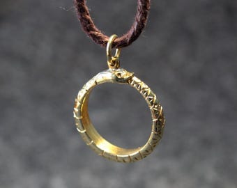 Ouroboros Serpent Pendant, Viking Norse Jörmungandr Necklace