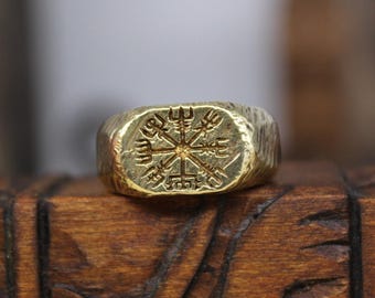 Vegvisir Signet Ring, Pagan Jewelry Reenactment