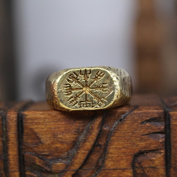 Vegvisir Signet Ring, Pagan Jewelry Reenactment