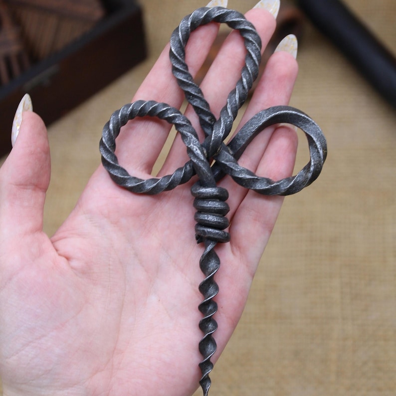 Hand Forged Iron Corkscrew, Medieval Kitchen Accessories image 3