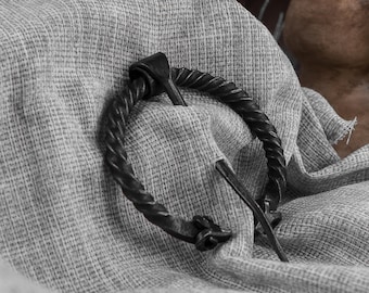 Handmade Iron Penannular Brooch, Viking Cloak Clasp, LARP Reenactment Jewelry